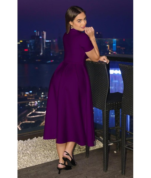 Memoriesea Women's Elegant Casual Short Sleeve Work Party A-Line Dress with Pockets