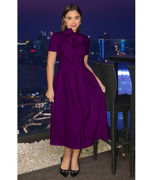 Memoriesea Women's Elegant Casual Short Sleeve Work Party A-Line Dress with Pockets