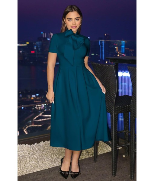 Memoriesea Women's Elegant Casual Short Sleeve Work Party A-Line Dress with Pockets
