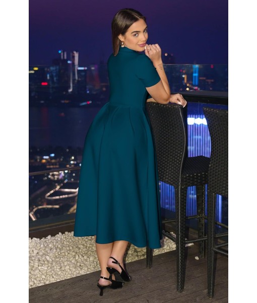 Memoriesea Women's Elegant Casual Short Sleeve Work Party A-Line Dress with Pockets