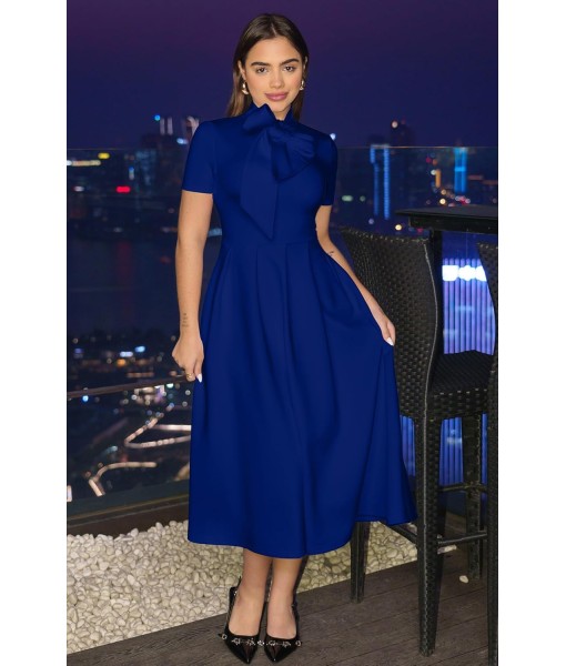 Memoriesea Women's Elegant Casual Short Sleeve Work Party A-Line Dress with Pockets