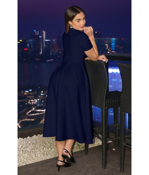Memoriesea Women's Elegant Casual Short Sleeve Work Party A-Line Dress with Pockets