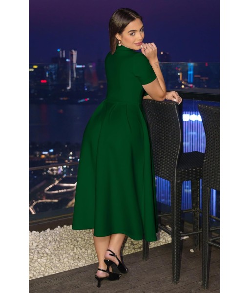 Memoriesea Women's Elegant Casual Short Sleeve Work Party A-Line Dress with Pockets