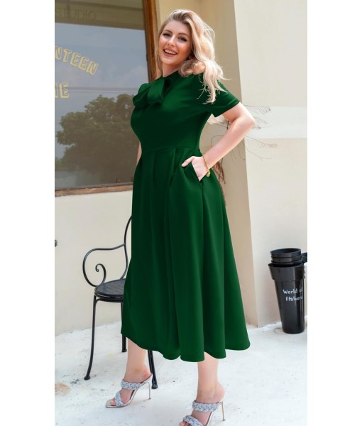 Memoriesea Women's Elegant Casual Short Sleeve Work Party A-Line Dress with Pockets