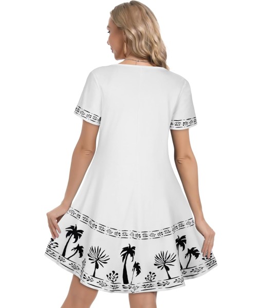 Summer Dresses for Women Casual Tshirt Short Sleeve Floral Sundress Beach Cover Ups with Pockets