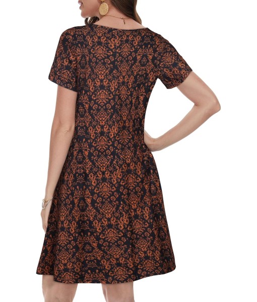 Summer Dresses for Women Casual Tshirt Short Sleeve Floral Sundress Beach Cover Ups with Pockets