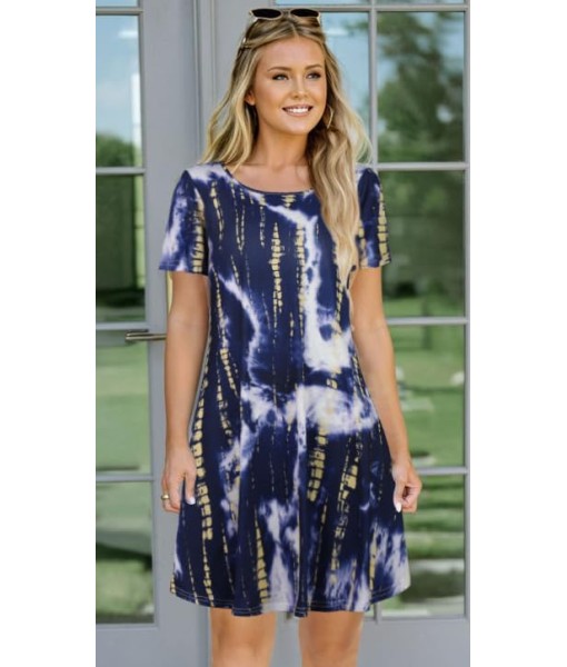 Summer Dresses for Women Casual Tshirt Short Sleeve Floral Sundress Beach Cover Ups with Pockets