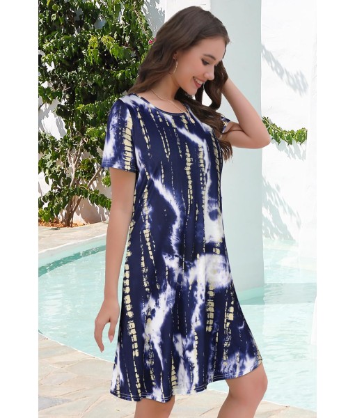 Summer Dresses for Women Casual Tshirt Short Sleeve Floral Sundress Beach Cover Ups with Pockets