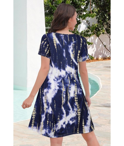 Summer Dresses for Women Casual Tshirt Short Sleeve Floral Sundress Beach Cover Ups with Pockets