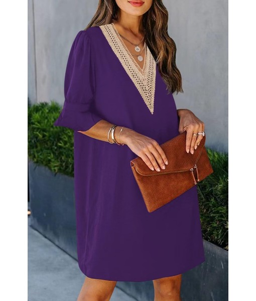 QACOHU Summer Dresses for Women V Neck Ruffle Short Sleeve Casual Shift Dress