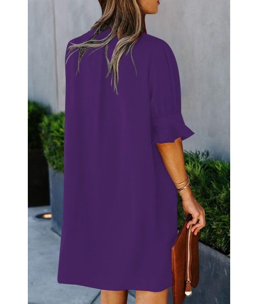QACOHU Summer Dresses for Women V Neck Ruffle Short Sleeve Casual Shift Dress