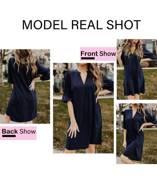 QACOHU Summer Dresses for Women V Neck Ruffle Short Sleeve Casual Shift Dress