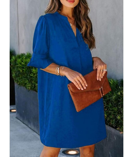 QACOHU Summer Dresses for Women V Neck Ruffle Short Sleeve Casual Shift Dress