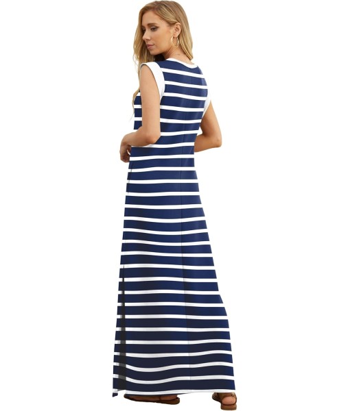GRECERELLE 2025 Women Year-Round Casual Round Neck Loose Split Wrinkle-Free Long Maxi Vacation Dress with Pockets (XS-3XL)