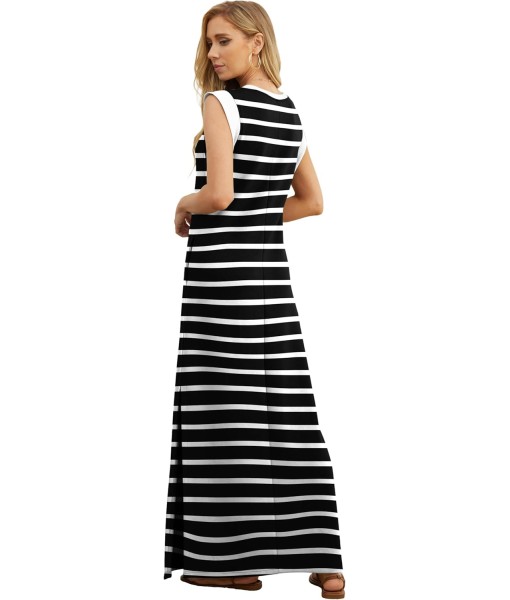 GRECERELLE 2025 Women Year-Round Casual Round Neck Loose Split Wrinkle-Free Long Maxi Vacation Dress with Pockets (XS-3XL)