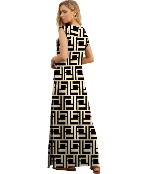 GRECERELLE 2025 Women Year-Round Casual Round Neck Loose Split Wrinkle-Free Long Maxi Vacation Dress with Pockets (XS-3XL)