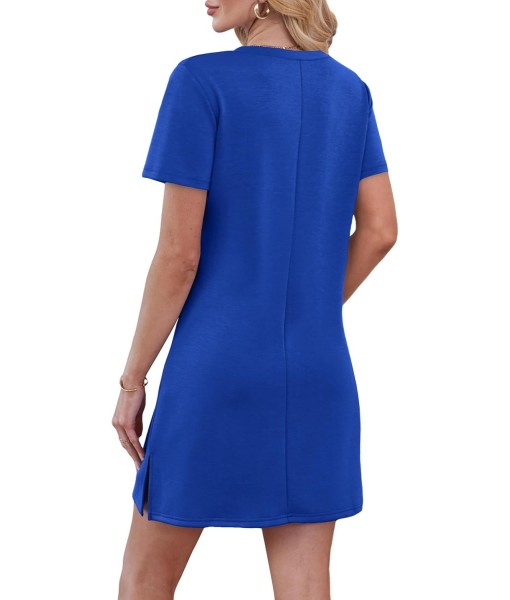 RUMIA Summer Casual Dresses for Women 2025 Vacation Dress V-Neck Short Sleeve Split Hem Beach Sundress