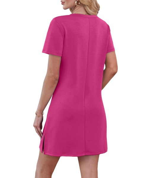 RUMIA Summer Casual Dresses for Women 2025 Vacation Dress V-Neck Short Sleeve Split Hem Beach Sundress