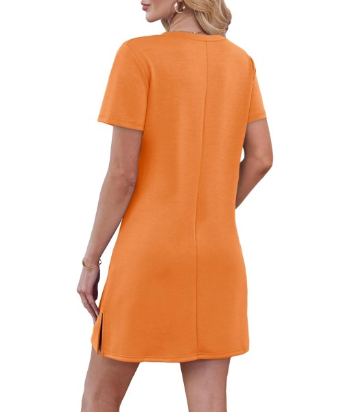 RUMIA Summer Casual Dresses for Women 2025 Vacation Dress V-Neck Short Sleeve Split Hem Beach Sundress