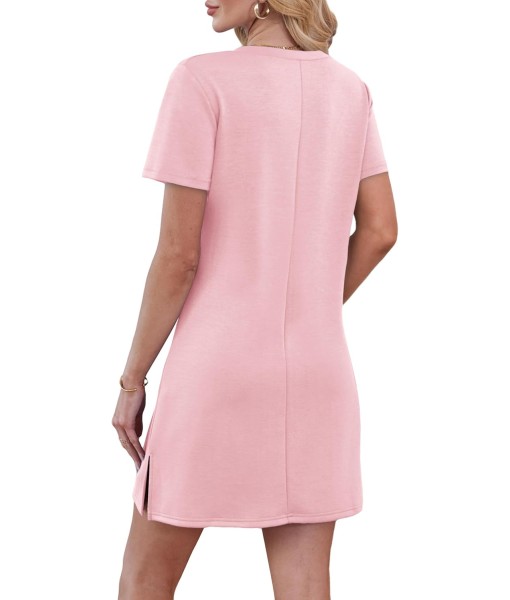 RUMIA Summer Casual Dresses for Women 2025 Vacation Dress V-Neck Short Sleeve Split Hem Beach Sundress