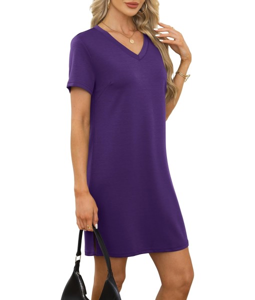 RUMIA Summer Casual Dresses for Women 2025 Vacation Dress V-Neck Short Sleeve Split Hem Beach Sundress