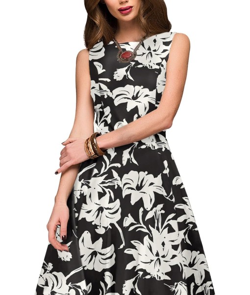 Simple Flavor Women's Vintage Dress Sleeveless O-Neck Party Cocktail Dress