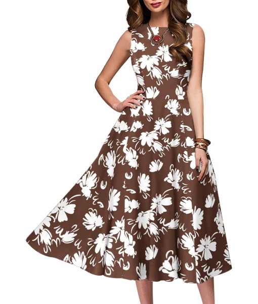 Simple Flavor Women's Vintage Dress Sleeveless O-Neck Party Cocktail Dress