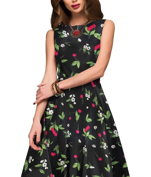 Simple Flavor Women's Vintage Dress Sleeveless O-Neck Party Cocktail Dress