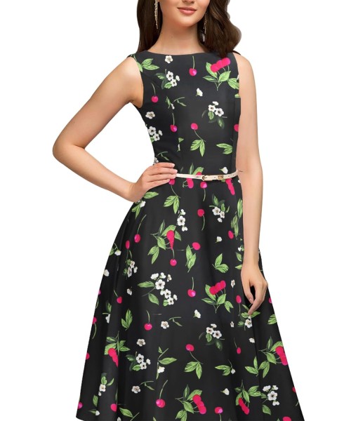Simple Flavor Women's Vintage Dress Sleeveless O-Neck Party Cocktail Dress