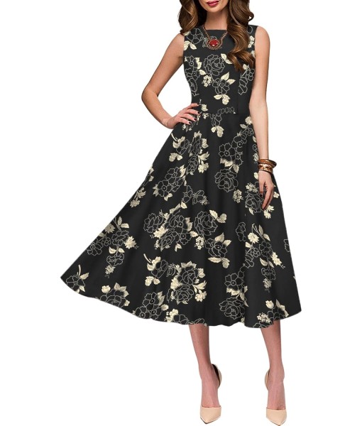 Simple Flavor Women's Vintage Dress Sleeveless O-Neck Party Cocktail Dress