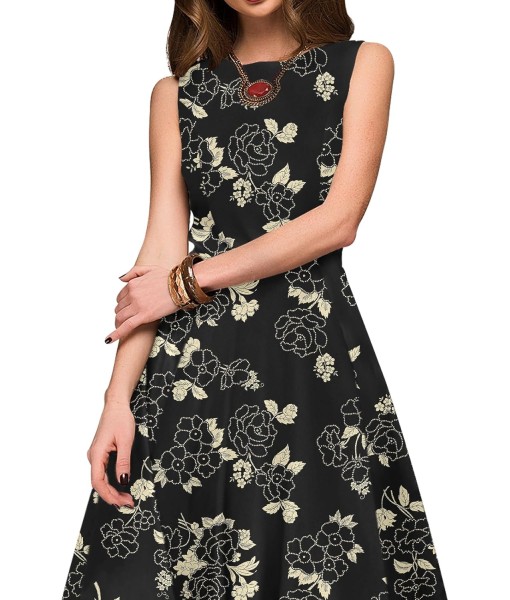 Simple Flavor Women's Vintage Dress Sleeveless O-Neck Party Cocktail Dress