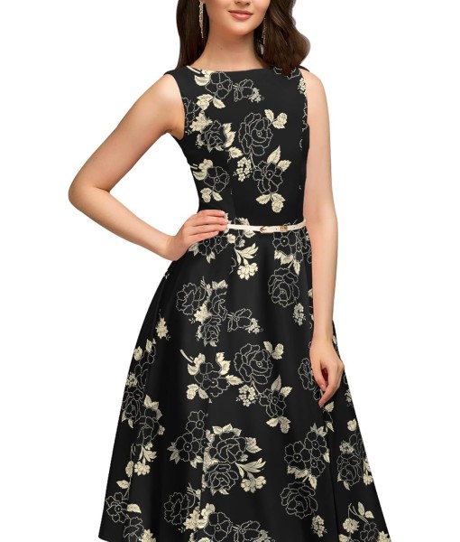 Simple Flavor Women's Vintage Dress Sleeveless O-Neck Party Cocktail Dress
