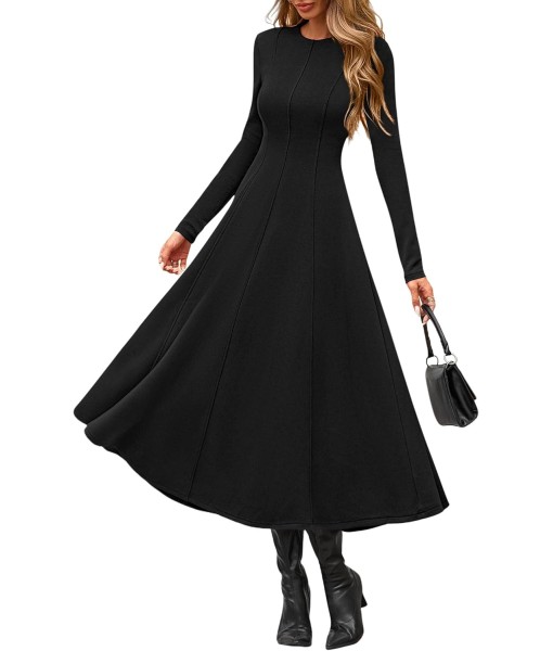 PRETTYGARDEN Cocktail Dresses for Women 2025 Elegant Classy Fall Long Sleeve Midi A Line Flowy Modest Winter Party Dress