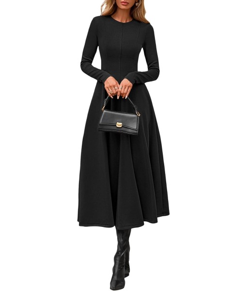PRETTYGARDEN Cocktail Dresses for Women 2025 Elegant Classy Fall Long Sleeve Midi A Line Flowy Modest Winter Party Dress