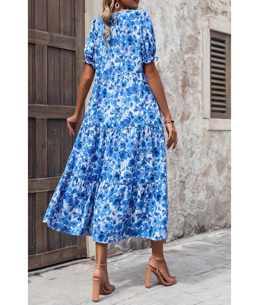 PRETTYGARDEN Summer Dresses for Women 2025 Casual Floral Boho Midi Sun Dress Puff Short Sleeve Flowy Beach Vacation Sundress