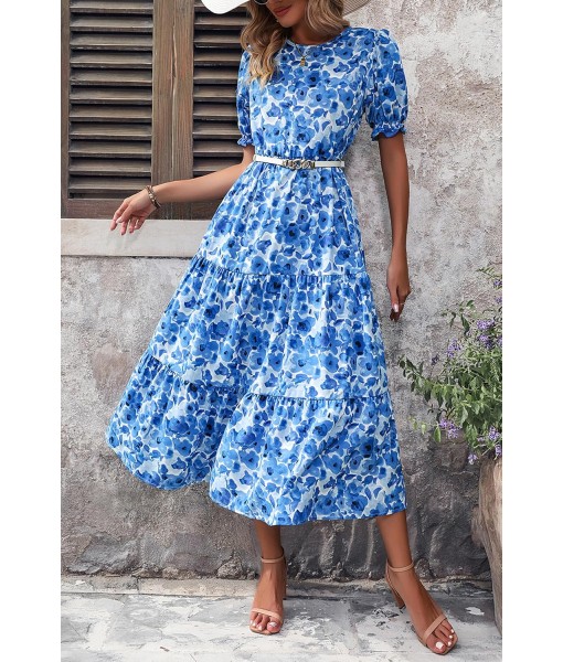 PRETTYGARDEN Summer Dresses for Women 2025 Casual Floral Boho Midi Sun Dress Puff Short Sleeve Flowy Beach Vacation Sundress