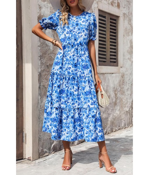 PRETTYGARDEN Summer Dresses for Women 2025 Casual Floral Boho Midi Sun Dress Puff Short Sleeve Flowy Beach Vacation Sundress