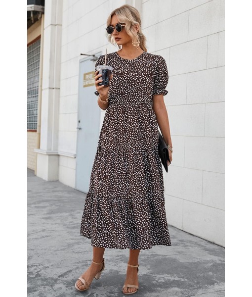 PRETTYGARDEN Summer Dresses for Women 2025 Casual Floral Boho Midi Sun Dress Puff Short Sleeve Flowy Beach Vacation Sundress