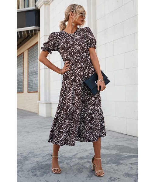 PRETTYGARDEN Summer Dresses for Women 2025 Casual Floral Boho Midi Sun Dress Puff Short Sleeve Flowy Beach Vacation Sundress