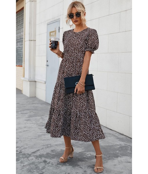 PRETTYGARDEN Summer Dresses for Women 2025 Casual Floral Boho Midi Sun Dress Puff Short Sleeve Flowy Beach Vacation Sundress