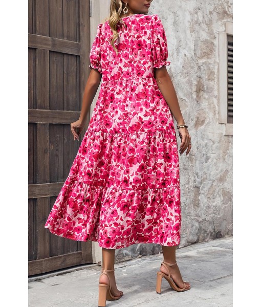 PRETTYGARDEN Summer Dresses for Women 2025 Casual Floral Boho Midi Sun Dress Puff Short Sleeve Flowy Beach Vacation Sundress