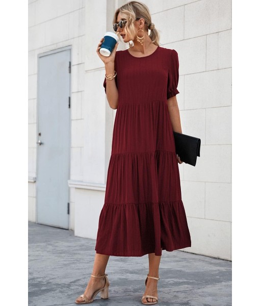 PRETTYGARDEN Summer Dresses for Women 2025 Casual Floral Boho Midi Sun Dress Puff Short Sleeve Flowy Beach Vacation Sundress