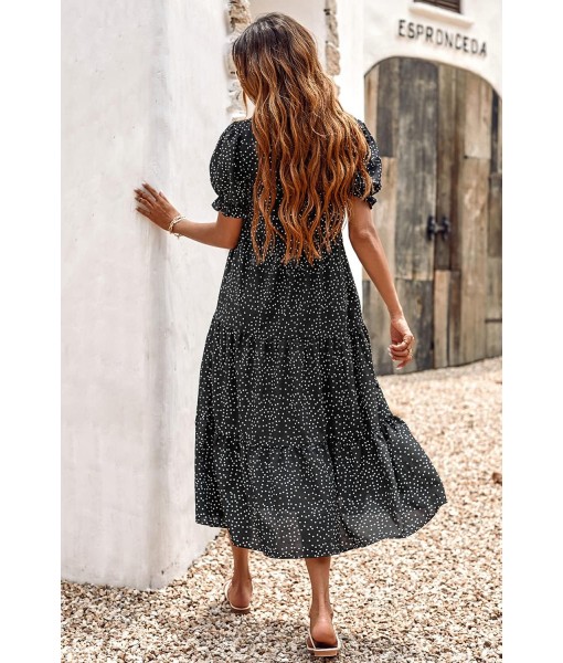 PRETTYGARDEN Summer Dresses for Women 2025 Casual Floral Boho Midi Sun Dress Puff Short Sleeve Flowy Beach Vacation Sundress