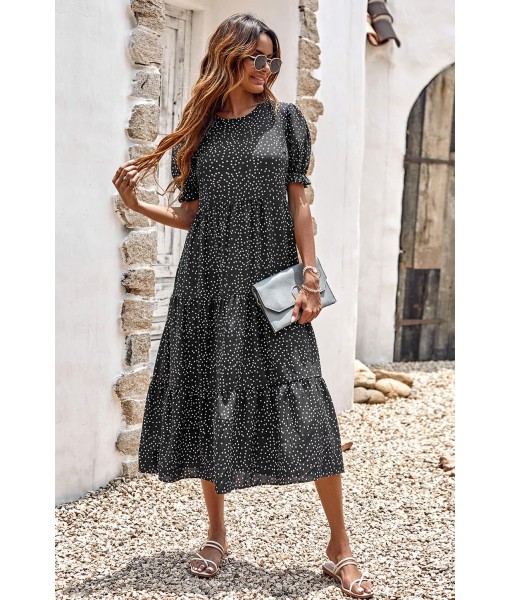 PRETTYGARDEN Summer Dresses for Women 2025 Casual Floral Boho Midi Sun Dress Puff Short Sleeve Flowy Beach Vacation Sundress