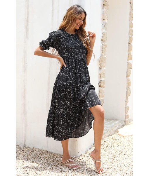 PRETTYGARDEN Summer Dresses for Women 2025 Casual Floral Boho Midi Sun Dress Puff Short Sleeve Flowy Beach Vacation Sundress