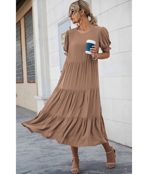 PRETTYGARDEN Summer Dresses for Women 2025 Casual Floral Boho Midi Sun Dress Puff Short Sleeve Flowy Beach Vacation Sundress