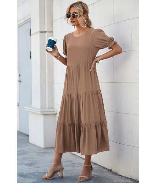 PRETTYGARDEN Summer Dresses for Women 2025 Casual Floral Boho Midi Sun Dress Puff Short Sleeve Flowy Beach Vacation Sundress