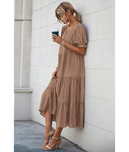 PRETTYGARDEN Summer Dresses for Women 2025 Casual Floral Boho Midi Sun Dress Puff Short Sleeve Flowy Beach Vacation Sundress