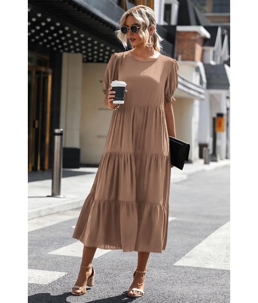 PRETTYGARDEN Summer Dresses for Women 2025 Casual Floral Boho Midi Sun Dress Puff Short Sleeve Flowy Beach Vacation Sundress