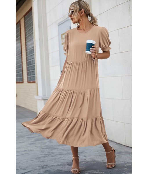 PRETTYGARDEN Summer Dresses for Women 2025 Casual Floral Boho Midi Sun Dress Puff Short Sleeve Flowy Beach Vacation Sundress